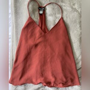 Red V Neck Flowy Tank Top